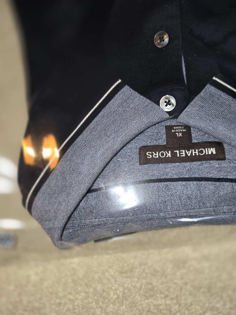 Flawless- Michael Kors - Navy Polo Shirt with Contrast Blue Collar Mens Size XL - Picture 9 of 11